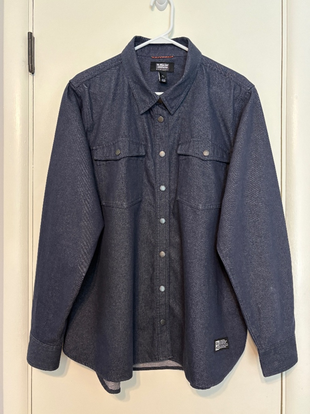 Duluth Trading Co Women's AKHG Recinder Chambray Snap-Front Overshirt XXL Blue